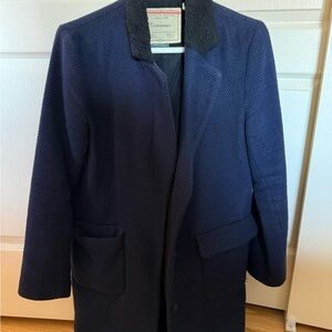 Cartonnier Dark Blue Textured Pea Coat